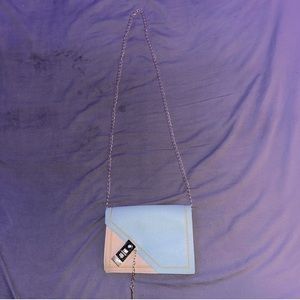 Tan, gold, and blue classy purse